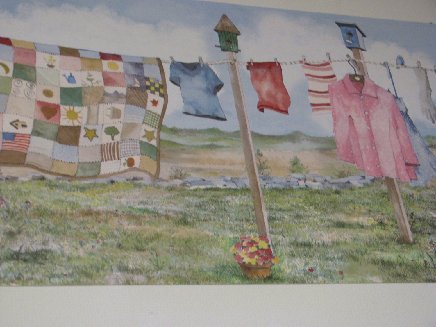 Vintage Laundry Room Theme Wallpaper Border
