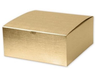 10 Large Square Gold Linen Foil Gift Boxes 8x8x3.5