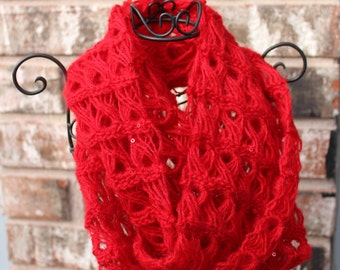 Broomstick Lace Infinity Scarf Made From Red Heart Boutique