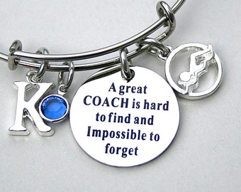 A Great COACH Is Hard To Find And Impossible To Forget , Swim Charm Bracelet, Personalized Initial, Birthstone, Team Coach, Coach Gift , 305