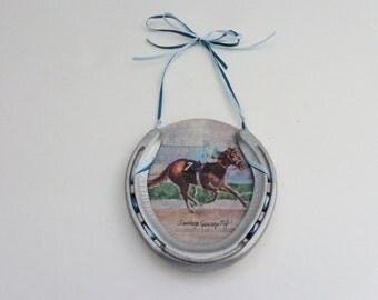 Equine Horseshoe, Decorative HorseShoe, RacehorseArt, Equestrian Art, Horse Painting