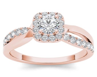 10Kt Rose Gold Diamond Engagement 0.50 Ct by ElizabethJewelryInc