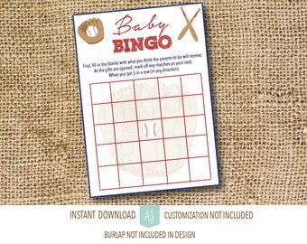 Baseball Themed Baby Shower Game- Baby BINGO!--Customization NOT Included- Baseball Baby Shower Game