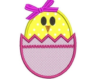 Easter egg and chick embroidery design