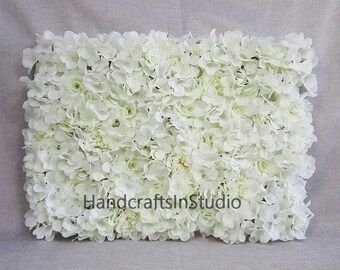 Cream White Flower Wall Backdrops Silk Rose Hydrangea Peony Floral Wedding Background For Bridal Photography Backdrops Panels 40*60cm