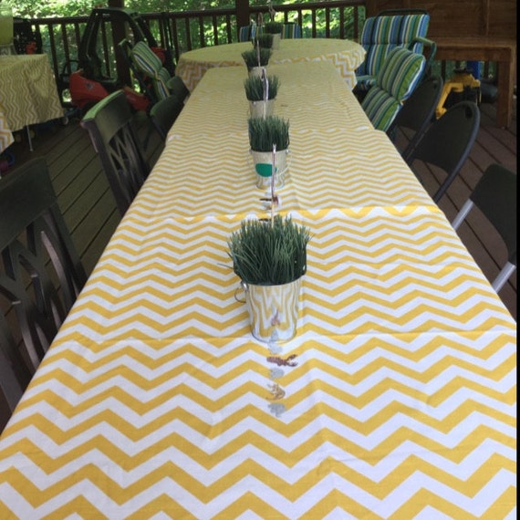 chevron yellow table linen