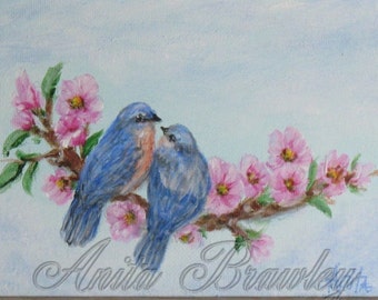 Bluebird’s in Love Original Painting – Shipping Included