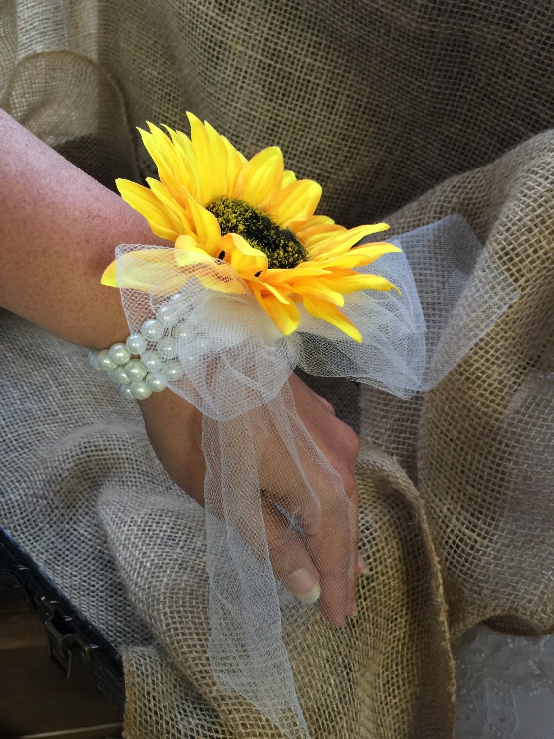 Sunflower Wrist Corsage Sunflower Corsage Rustic Corsage