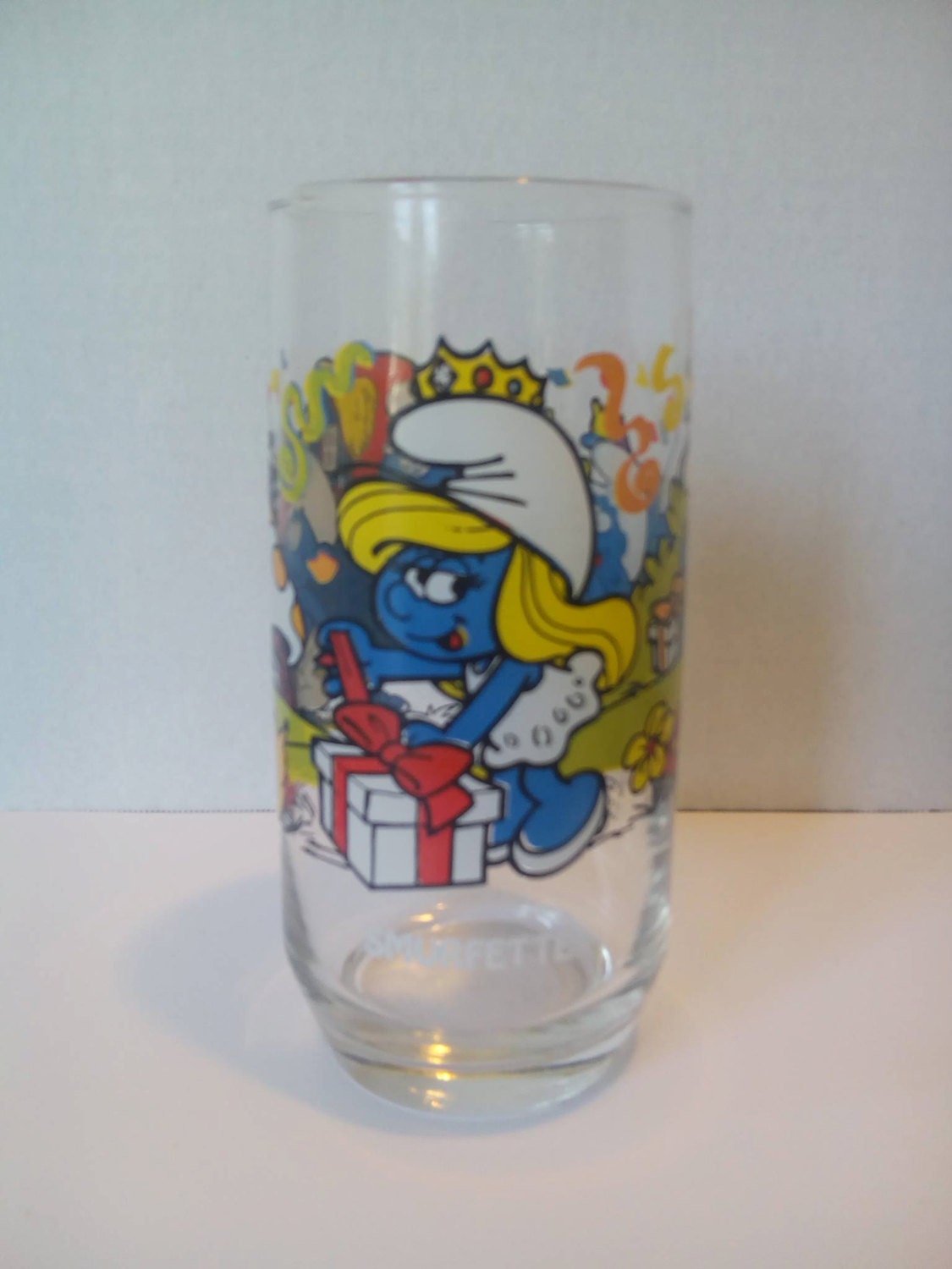 Vintage Smurfette Collectible Drinking Glass 1983 Cartoon