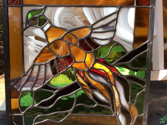 Stained Glass Pheasant Panel by StainedGlassRoxanneK on Etsy