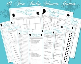 10 Breakfast at Tiffany's BABY Shower Game Collection || Instant Download Digital Printable Files || 8.5"x11" || Cell Phone Purse Bingo Love