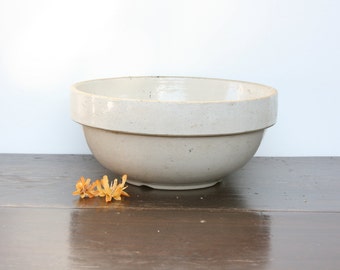 Vintage Stoneware Bowl ~ Large Stoneware Bowl ~ Cream Crock Stoneware Bowl