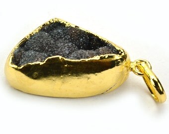 Rough Geode Druzy Pendant 22k Gold Electroplated Gemstone Druzy Necklace Pendant GemMartUSA (NP-50761)
