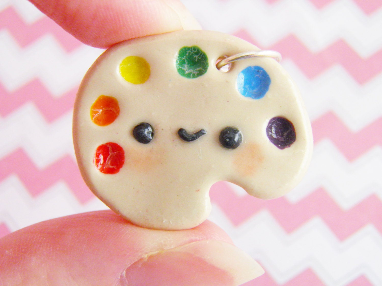 Kawaii Paint Palette Necklace rainbow cute polymer by TinyTreatz