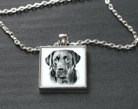 Labrador Pendant Necklace Black Labrador by BrushedByDigital