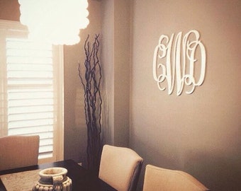 24" Wooden Monogram Letters, Wood Monogram, Vine Script Monogram, Unfinished Wooden Initials, Wooden Letters, Monogram Door Hanger