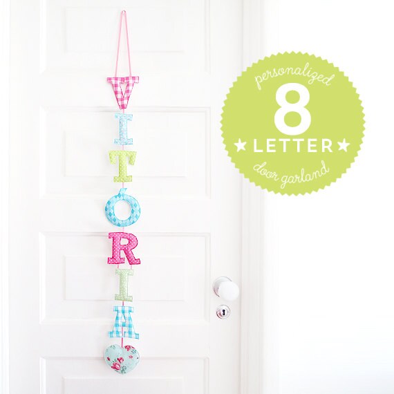 Customized Handmade Fabric Door Hanging Garland - 8 Letter Name Il_570xn