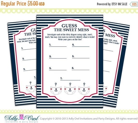 Dirty Diaper Nautical Baby Shower Game by adlyowlinvitations