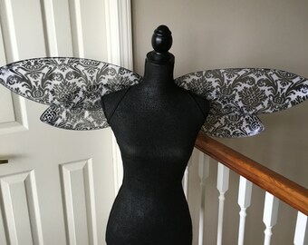 Awesome Unusual Steam Punk Steampunk Gothic Black and White Damask Filigree Fairy Fae Pixie Wings Renaissance Festival Fantasy Faire