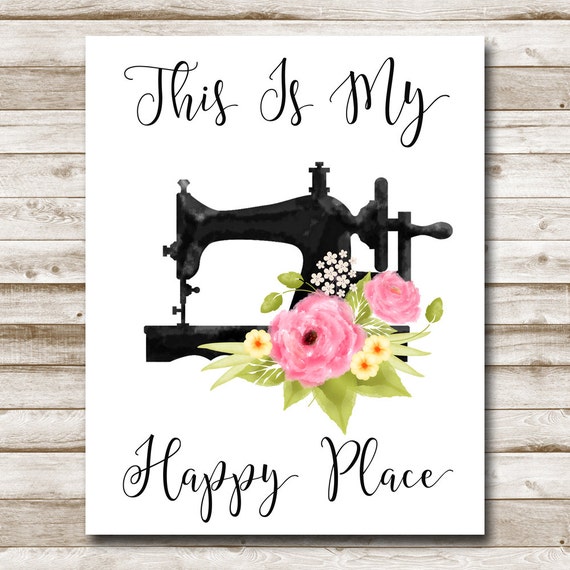 Download This Is My Happy Place Printable Craft Room Art Vintage Sewing