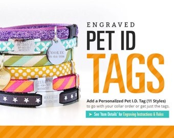 Cat Tag Pet Id / Engraved Cat ID Tag / Cat Collar ID Tag / Personalized Pet Id Tag for Cat or Small Dog / Double-sided Text + Slide Options
