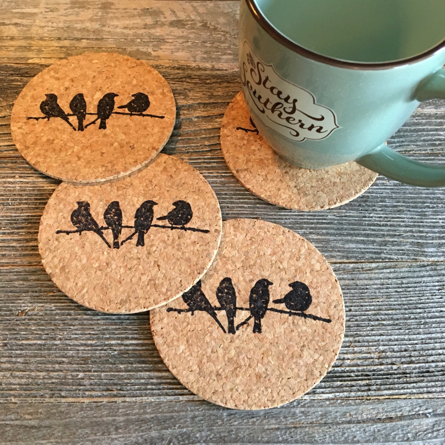 Birds on Branch Coaster Set Absorbent Coasters Bird Gift