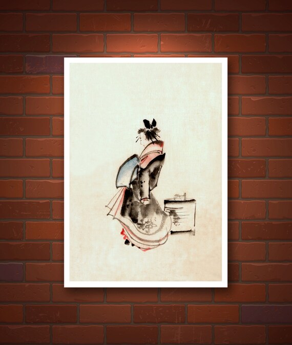 Japanese art Hokusai drawings Geisha Courtesan FINE ART