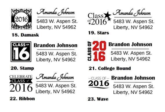 Items similar to Graduation Address Labels, set of 18 ~ Class of 2016 ...
