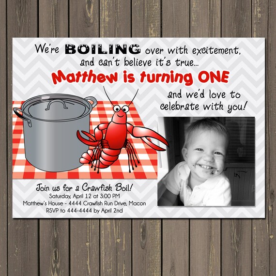 Crawfish Boil Invitation, Low Country Boil Birthday Party Invitation, Shrimp Boil, 1st Birthday Invite, Any Age, Printable or Printed Il_570xn