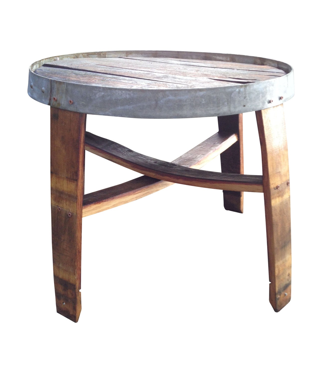 HandmadeFrench Oak Wine Barrel Stave Side Table by LadyBagsSF