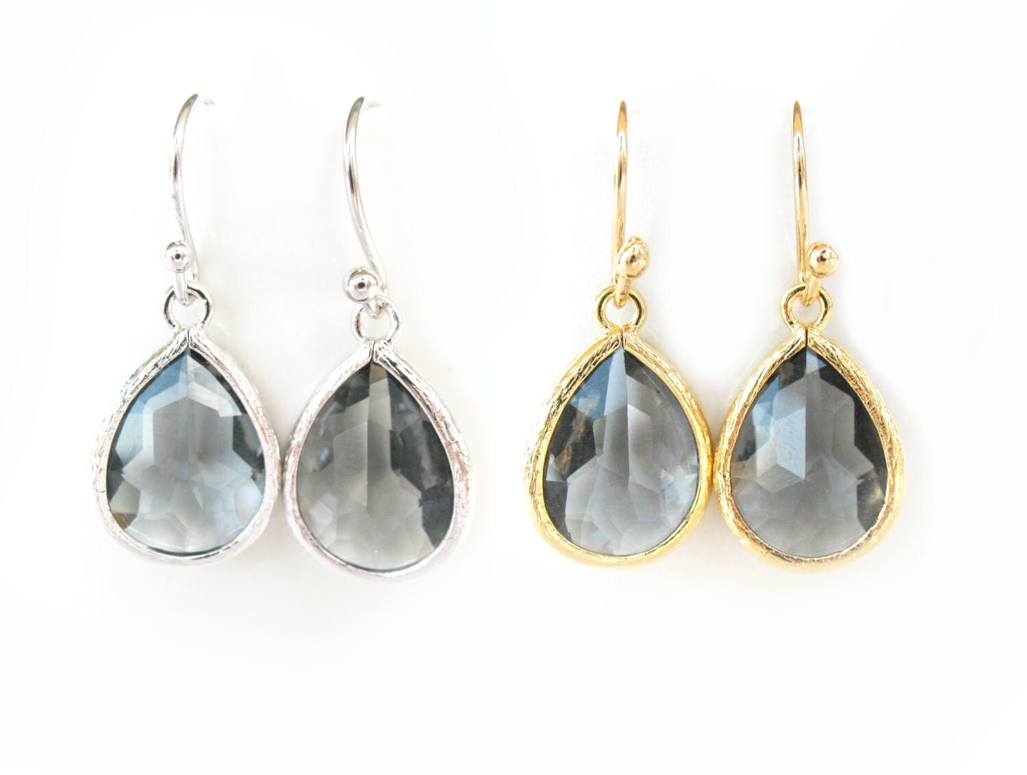 Dark gray earrings Silver Charcoal Grey Bridesmaids Earrings