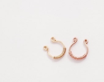 Fake Septum Rings, Gold Filled Nose Cuff / Rose Gold Fake Nose Rings / Dainty, Faux Nose Ring , Sterling Silver Fake Nose Ring