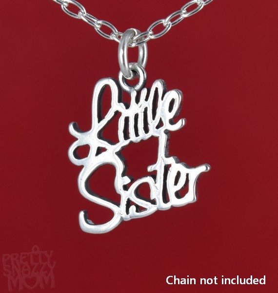Little Sister Word In Script Pendant 925 Sterling Silver