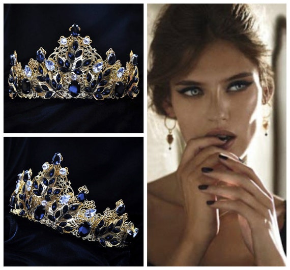 Gold Crown Black Crown Queen Crown Golden by Elviejewelrydreams