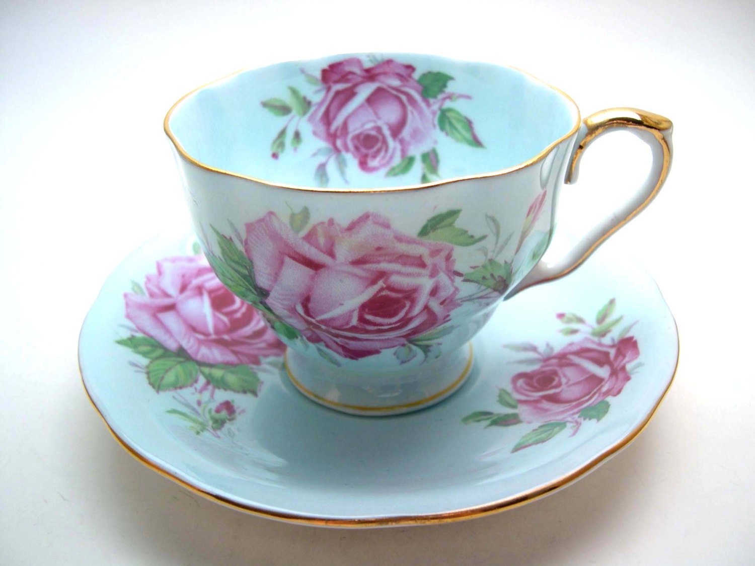 Aynsley tea cup and saucer Blue teacup and saucer Blue tea