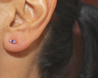Teeny Tiny Rose Gold & Vermeil Evil Eye Earrings