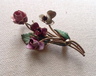 Handpainted Vintage Brooch -flowers that dont die