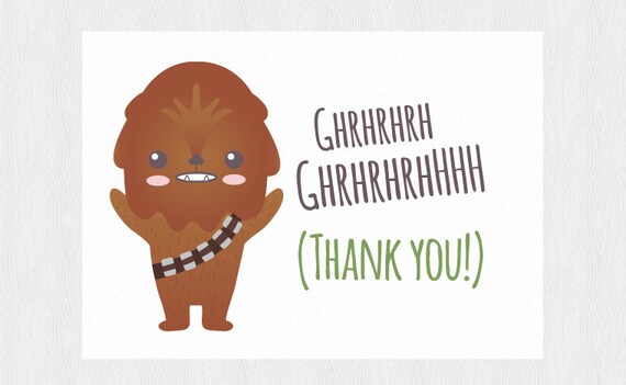 Thank you Star wars printable card with Chewbacca Thank you