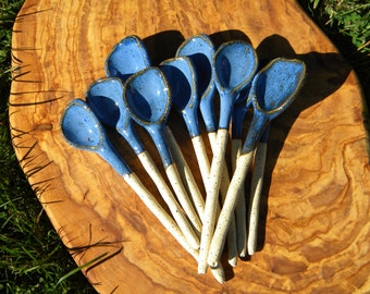Vibrant Blue Ceramic Spoons