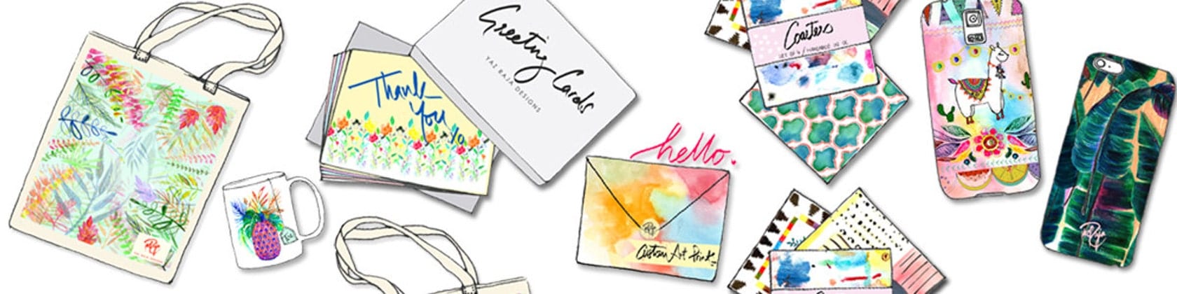 Printed accessories small gifts and greeting by YazRajaDesigns