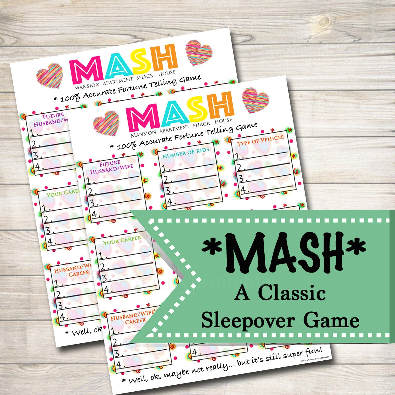 Printable Mash Game Girls Party Game Spa Party Beauty Party
