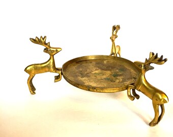 Vintage Brass Deer Candlholder