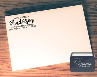 Custom Return Address Stamp - SELF INKING - Calligraphy - Handwriting Script - Personalized Wedding Stationery Stamp # 15