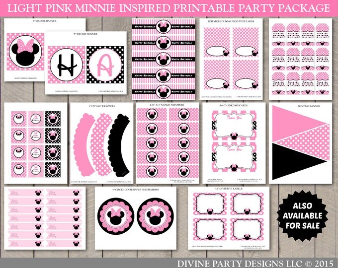 SALE INSTANT DOWNLOAD Light Pink Mouse 8x10 Sweets and Treats Printable Party Sign / Light Pink Mouse Collection / Item #1839