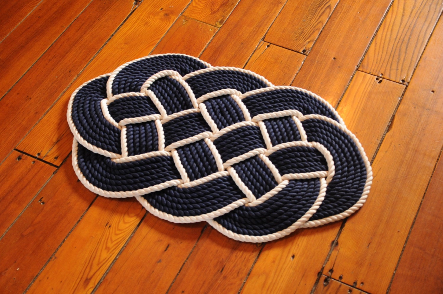 Rope Rug Rope Knot Nautical Decor Cotton Rope Mat Navy