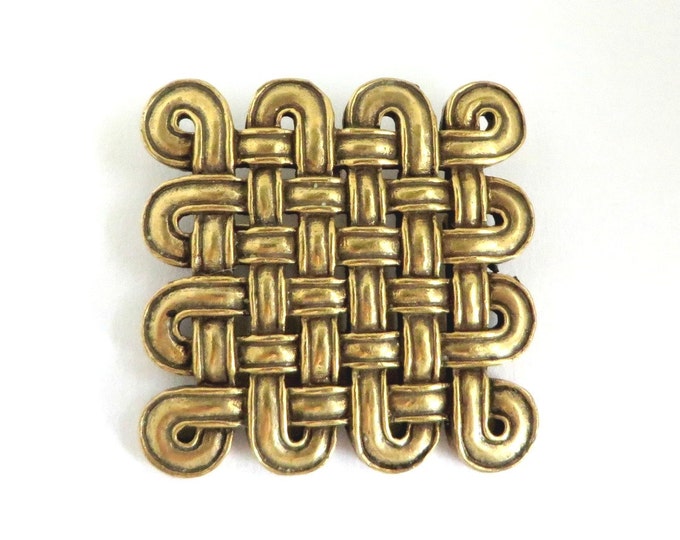 Vintage Celtic Knot Brooch Pendant, Signed MMA Metropolitan Museum of Art, Gold Toned Pin-Pendant, FREE SHIPPING