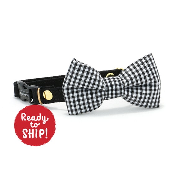 Edgar Bow Tie Cat Collar READY TO SHIP by PETSbyCarvas on Etsy