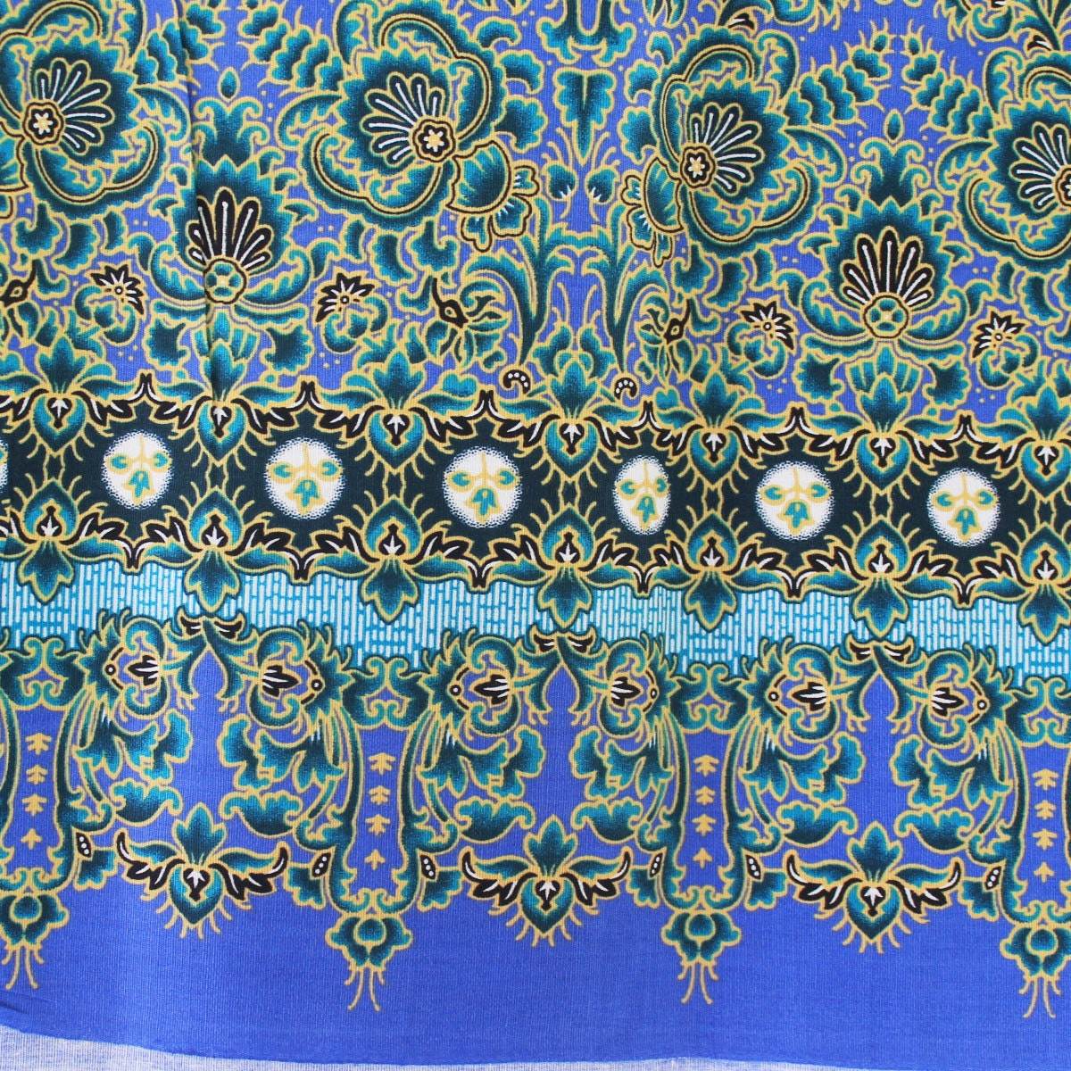blue and gold flowers Thai traditional print Thai by TheThailand