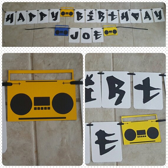  90s FRESH PRINCE themed Birthday Banner Boombox Boom Box