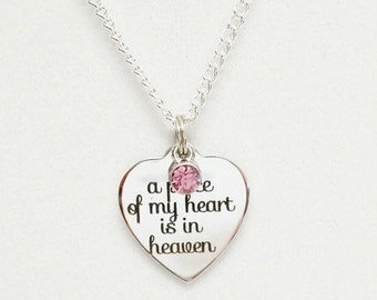 Angel in Heaven Jewelry | Remembrance Necklace | A Piece of My Heart is in Heaven | Infant Loss Jewelry | In Memory Of Jewelry